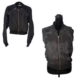 Acne Studios Blanche Crinkle Convertible Vest Jacket Womens 38 M‎ Black Zip Up